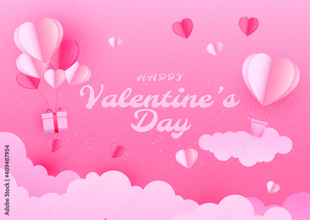 Valentines day background in paper style, Vector