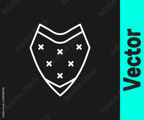White line Traditional mexican poncho clothing icon isolated on black background. Vector.