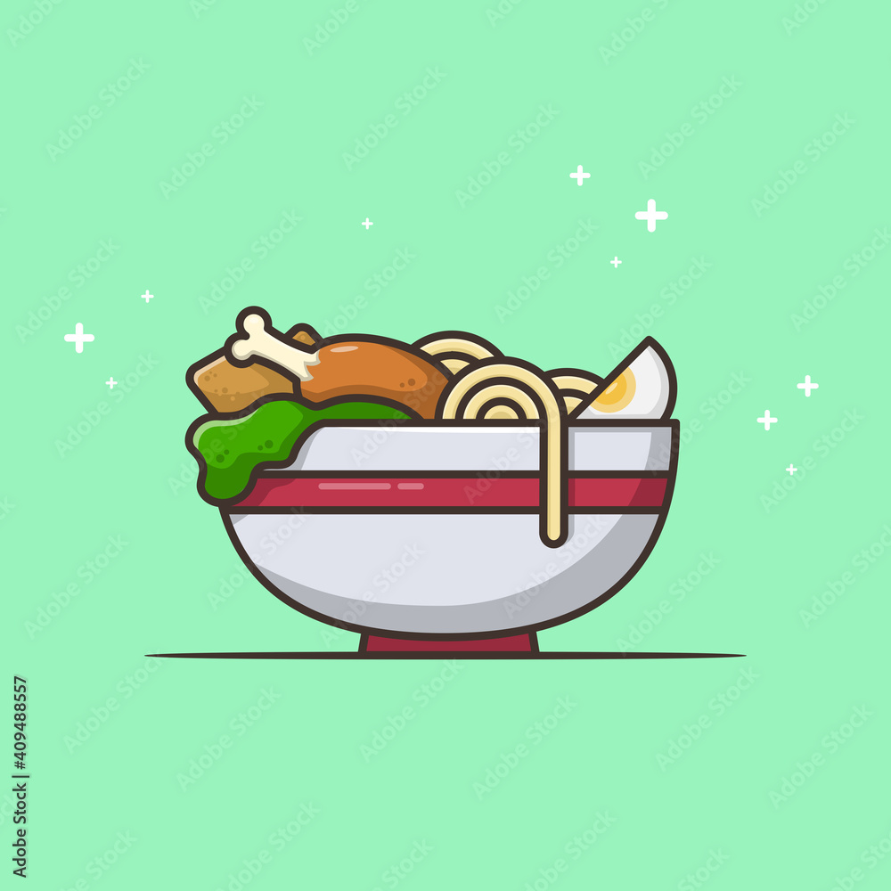 Fototapeta premium A bowl of noodle and chicken meat