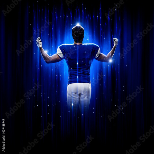 Hero Football Player wearing a blue uniform