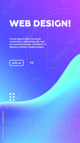 Editable Stories Purple Fluid banner template. Gradient Abstract Liquid Background. Social media, internet ads, sale marketing promo. Vector 10 EPS