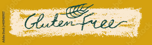 Handwritten Gluten free icon vector. Handwritten badge gluten-free 100% guarantee. Healthy food symbol. Crayon texture effect. Allergen free sign. Emblem for green products label. Text gluten-free.