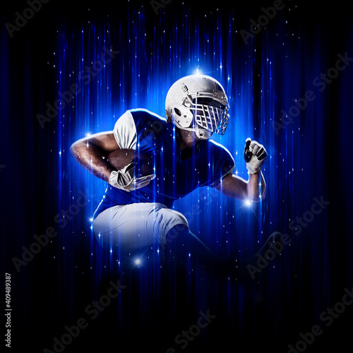 Hero Football Player wearing a blue uniform