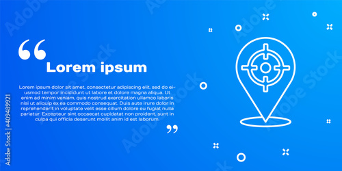 White line Target sport icon isolated on blue background. Clean target with numbers for shooting range or shooting. Vector.