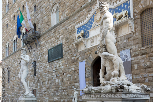 David and Hercules with  Cacuc in Piazza della Signoria photo