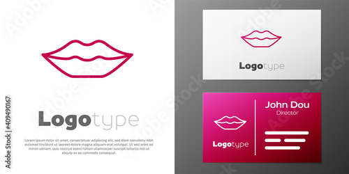 Logotype line Smiling lips icon isolated on white background. Smile symbol. Logo design template element. Vector.