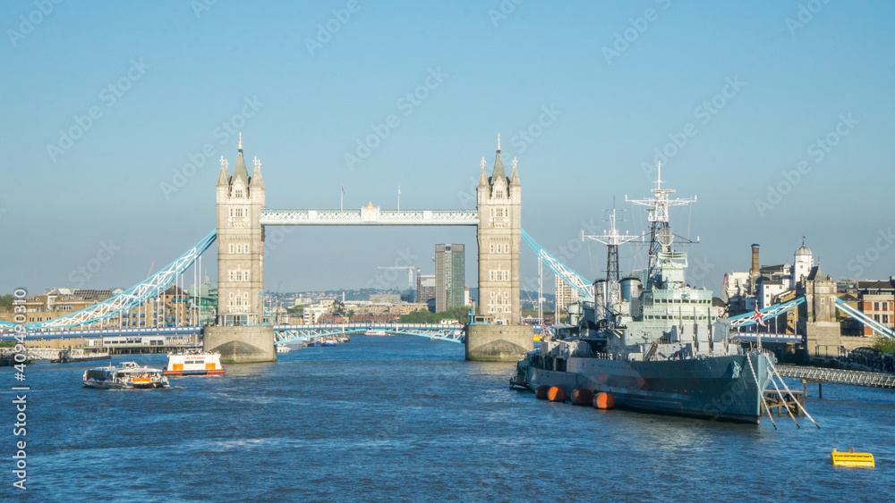Tower bridge and HMS Belfast