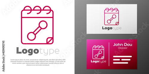 Logotype line Calendar fitness icon isolated on white background. Training schedule. Logo design template element. Vector.