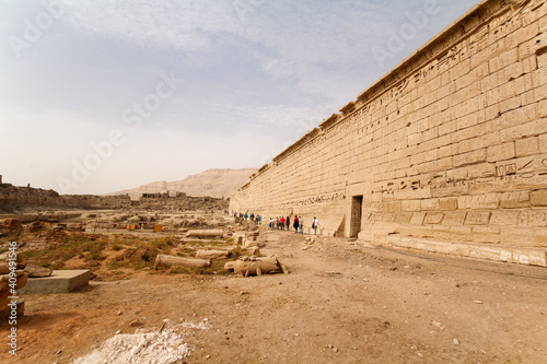 Wall of Medinet Habu temple in Thebes