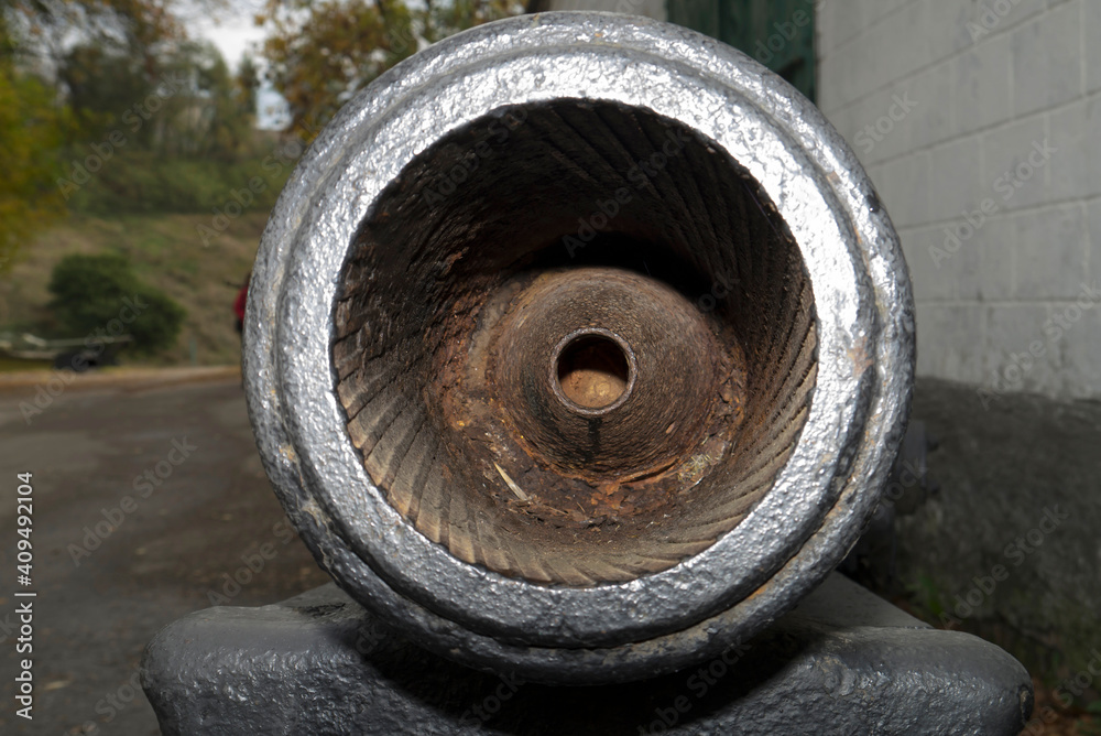 Trunk of a howitzer with the got stuck shell Trunk of a howitzer with the got stuck shell