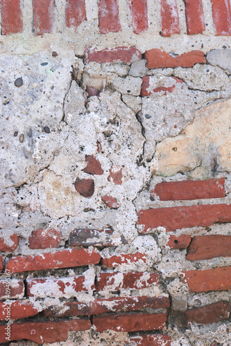 Texture wall of Colonial Catlle Fortress in caribbean sea. Texture for compositing and commercial use. Restauration materials apllied. photo