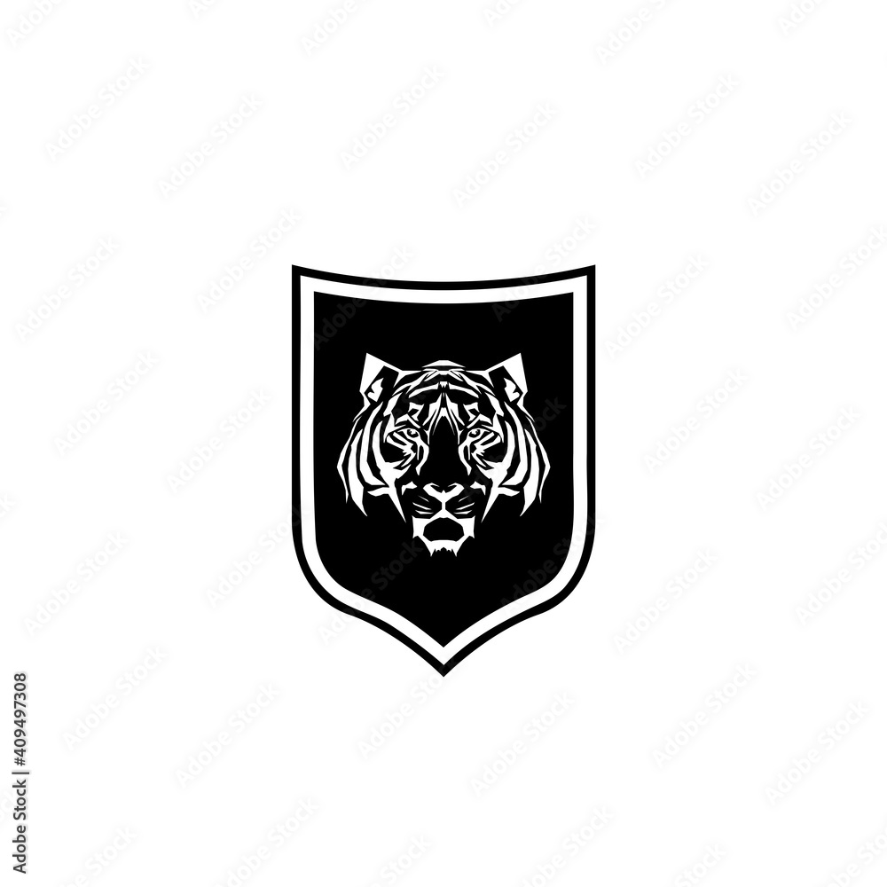 Tiger Face Shield Abstract Icon isolated on white background Tiger Face Shield Abstract Icon isolated on white background