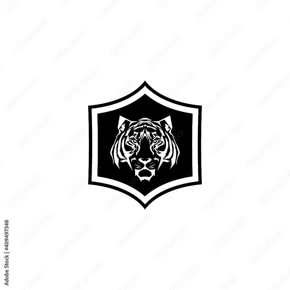 Tiger Face Shield Abstract Icon isolated on white background