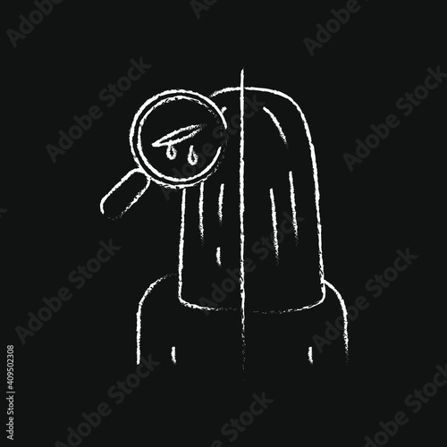 chalk icon, bloody cracks on the head in the hair