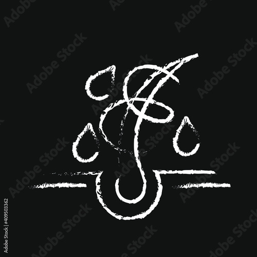 chalk icon, oily hair at the roots