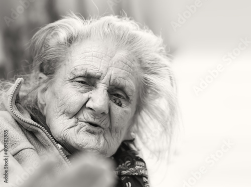 Very old tired woman