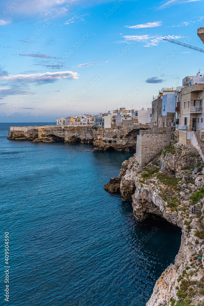 Overlooking the cliffs of Polignano a Mare in Puglia, Italy