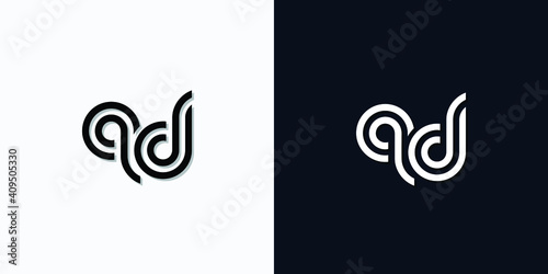 Modern Abstract Initial letter QD logo. This icon incorporates two abstract typefaces in a creative way. It will be suitable for which company or brand name starts those initial.