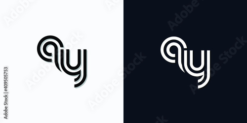 Modern Abstract Initial letter QY logo. This icon incorporates two abstract typefaces in a creative way. It will be suitable for which company or brand name starts those initial.
