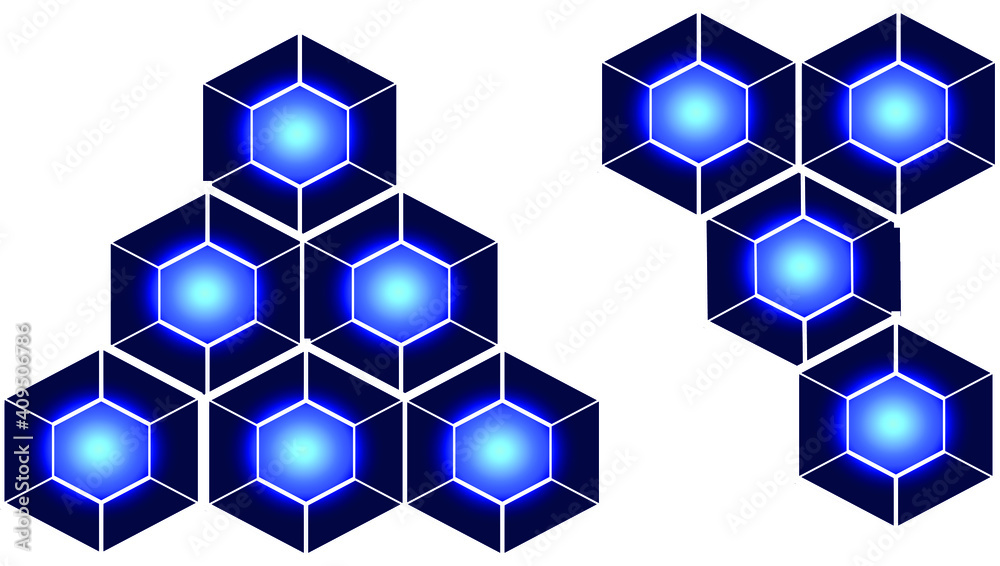 Hexagonal seamless vector background, complex hexagons, cobalt blue gradient color, isolated hexagons on white background, editable vector template Hexagonal seamless vector background, complex hexagons, cobalt blue gradient color, isolated hexagons on white background, editable vector template