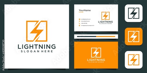 Lightning flash logo and business card design