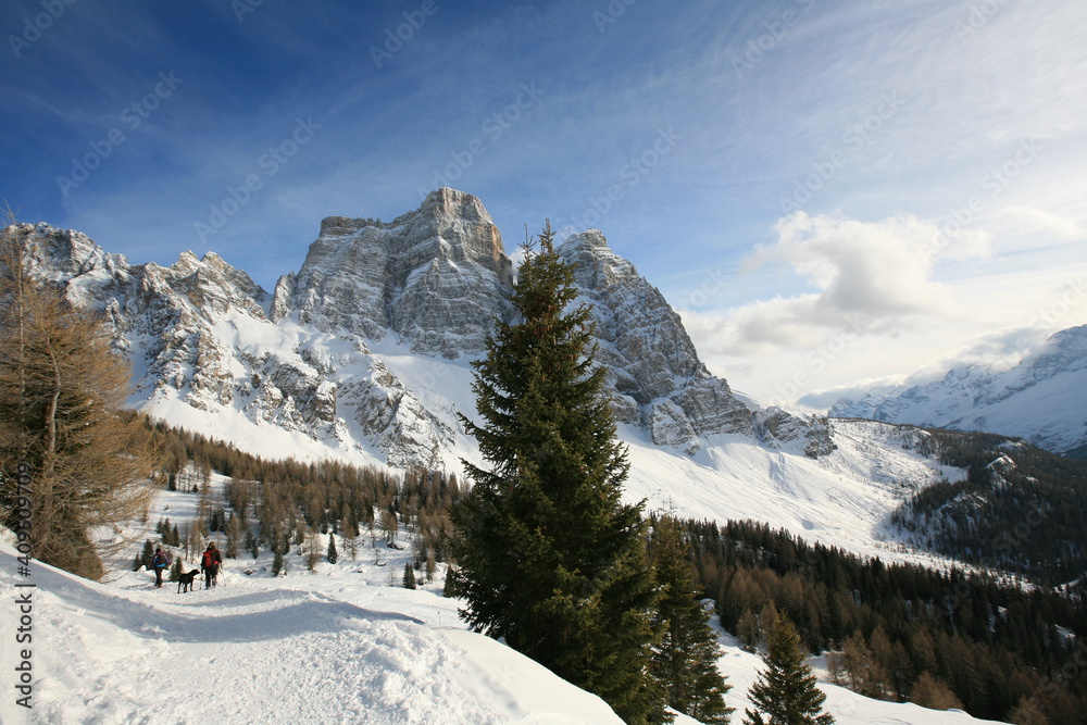 he snow-capped Dolomite mountains.