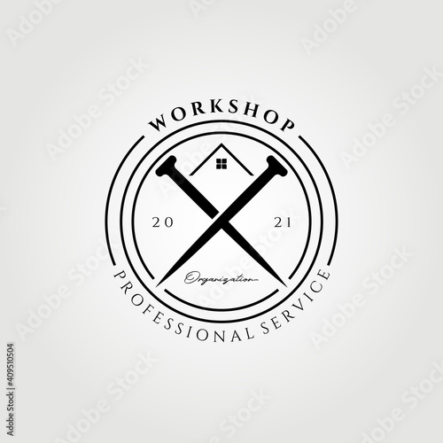 Workshop carpenter logo vector illustration design
