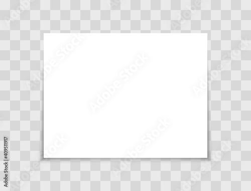 White realistic sheet paper. Blank paper page with shadow A4 size. Mockup vector sheet.