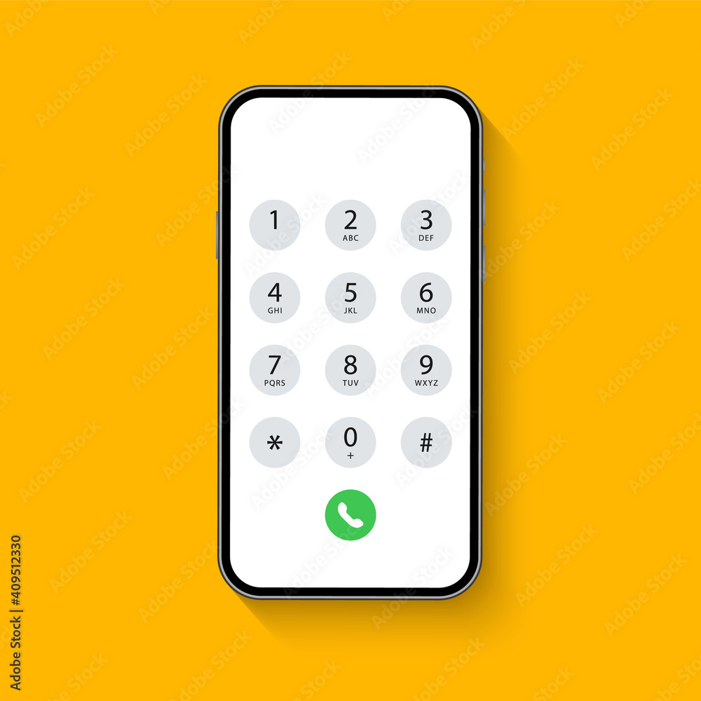 Smartphone dial keypad with numbers and letters. Interface keypad for  touchscreen device. Dialing numbers phone on screen. Mobile phone keypad  design. Vector Illustration. Stock-Vektorgrafik | Adobe Stock