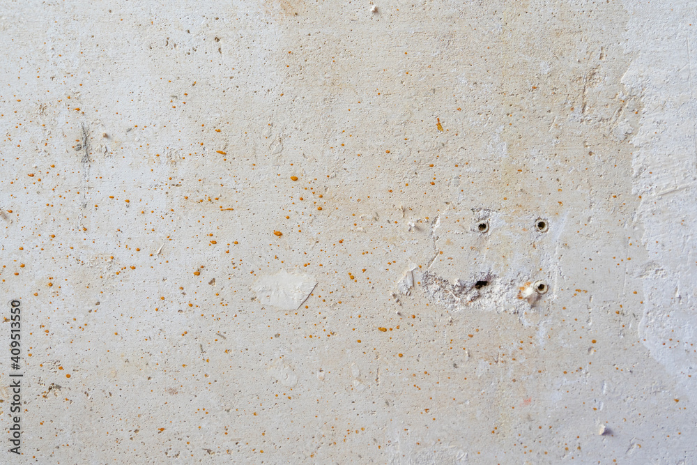 Drilled Holes in White Scratched Concrete Wall Room reconstruction Process Drilled Holes in White Scratched Concrete Wall Room reconstruction Process
