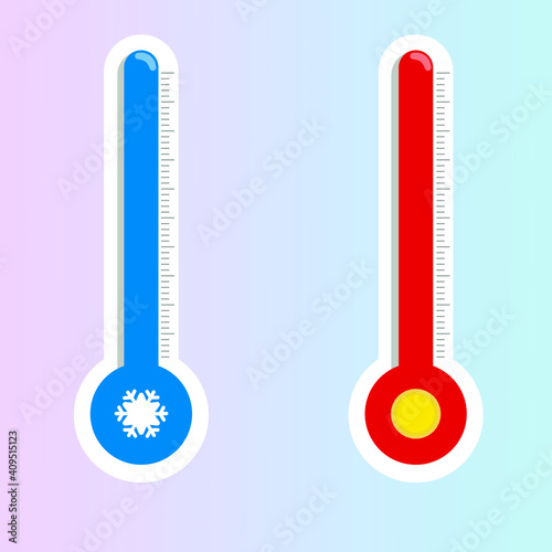 Thermometer with a scale of heat and cold.