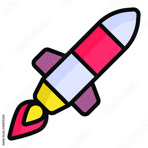 missile vector color outline icon isolated, Indian republic day icon. 