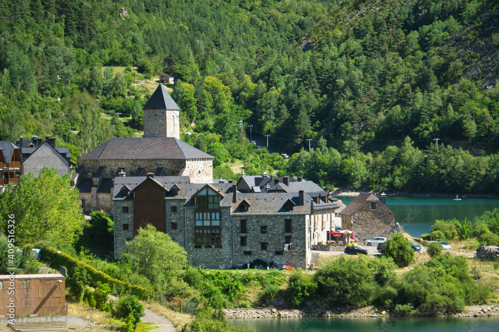 view of the Lanuza reservoir located in the Aragonese Pyrenees in the province of Huesca, Spain view of the Lanuza reservoir located in the Aragonese Pyrenees in the province of Huesca, Spain