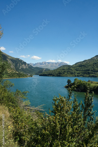 view of the Lanuza reservoir located in the Aragonese Pyrenees in the province of Huesca, Spain