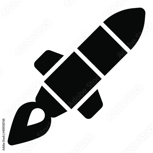 missile vector glyph icon isolated, Indian republic day icon. 