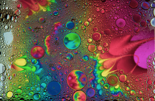 Abstract colorful bubbles. Freeze motion of color dust particles splash. Background image.