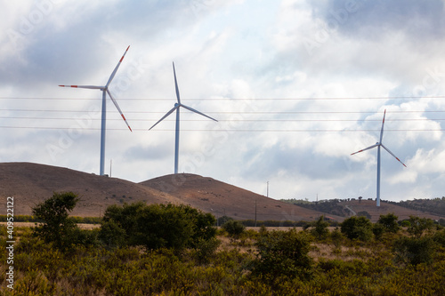 Rural landscape with some Windmills for electric power production in Alentejo.