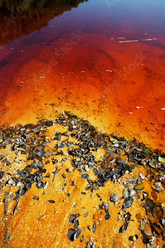 Nature pollution of a copper mine exploitation