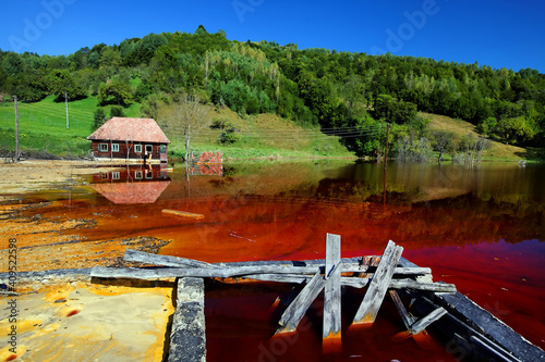 Nature pollution of a copper mine exploitation photo