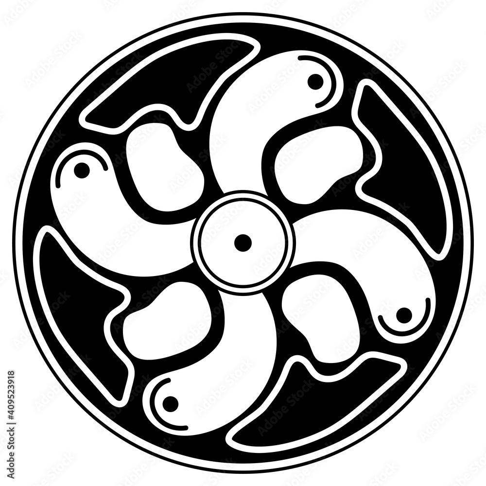 Obraz premium Black and white circle with patterns