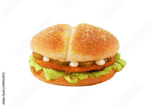 Chicken Burgers isolated on white background