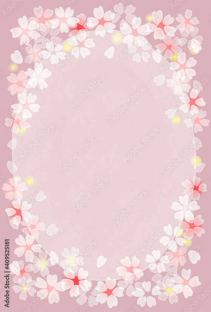 繊細な桜のフレーム素材　ピンク
