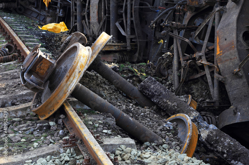 Site of a train derailed accident photo