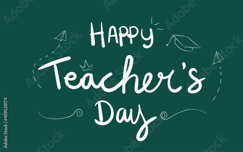 Happy teacher's day poster banner background vector illustration. Hand drawn doodle style vector illustration of happy  Teacher's day, eps 10 easy to edit 