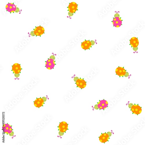 Illustration pattern lady bug with colors and background for fashion design or other products.