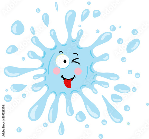 Funny blue water splash drops
