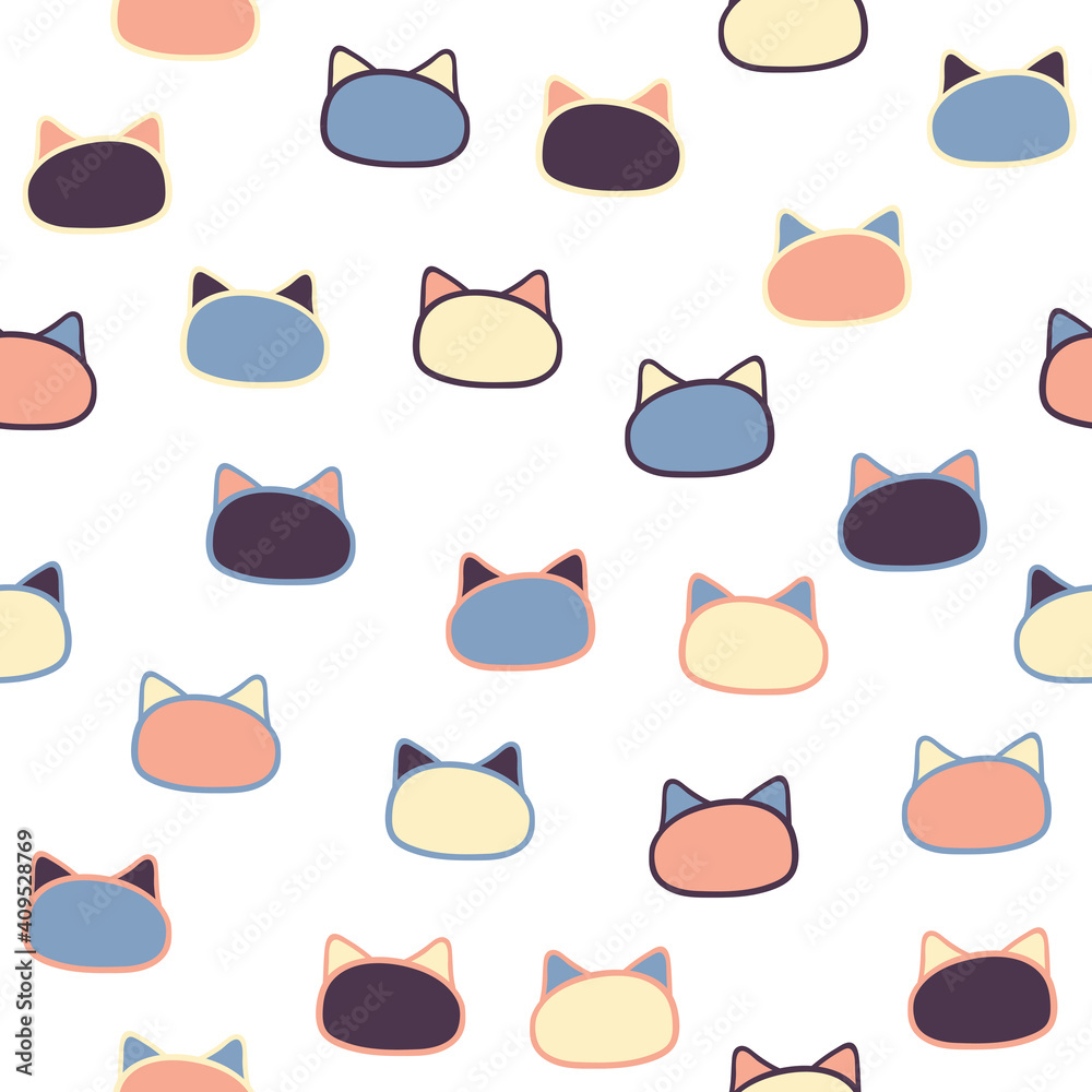 Simple cat head doodle repeat pattern Simple cat head doodle repeat pattern