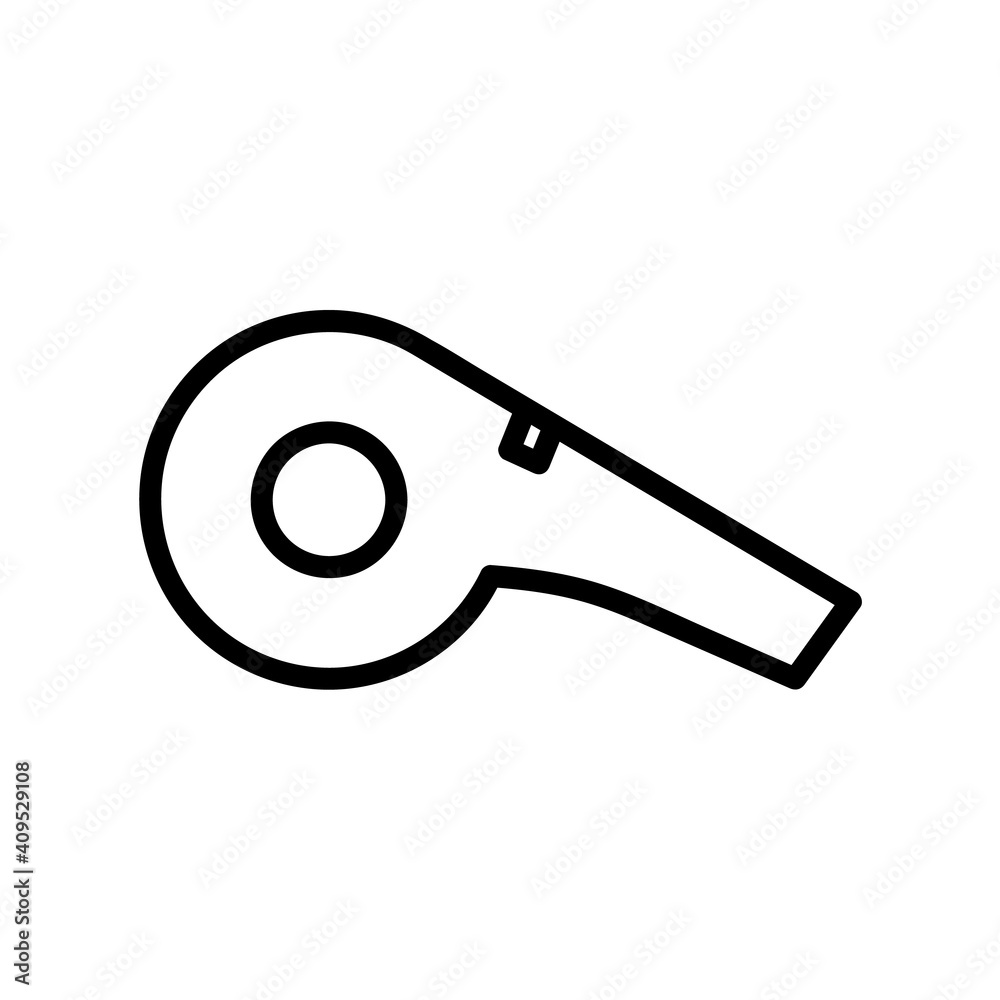 Whistle flat icon. Pictogram for web. Line stroke. Isolated on white background. Vector eps10 Whistle flat icon. Pictogram for web. Line stroke. Isolated on white background. Vector eps10
