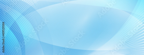 Abstract background made of curves and halftone dots in light blue colors