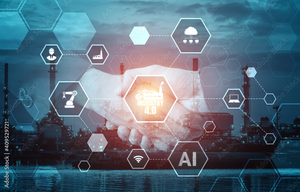 Engineering technology and industry 4.0 smart factory concept with icon ...